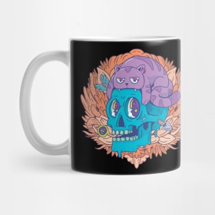 cute skull and his cat Mug